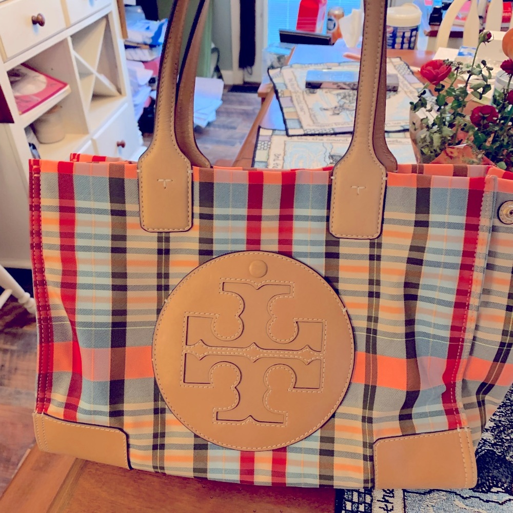 Tory Burch Plaid Ella Mini Tote
